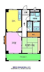 ブリーズＫ 4階2DKの間取り