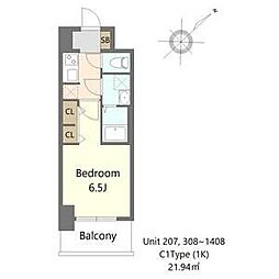 S-RESIDENCE堺altklas 1Kの間取図画像