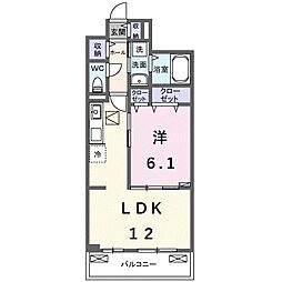 ベル ハイネス 1LDKの間取図画像