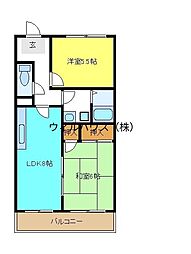 パルハイツA 2LDKの間取図画像