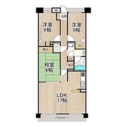 ソルプラーサ堺 14階3LDKの間取り