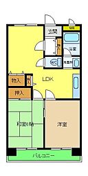 ラグジェレディＫ壱番館 3階2LDKの間取り