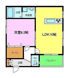 さくらコーポ百舌鳥 1階1LDKの間取り