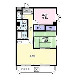 ラポール百舌鳥 4階3DKの間取り