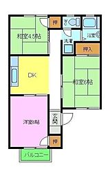 グリーンヒルA 3DKの間取図画像