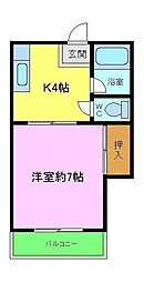 ラ・グレース金剛 1階1Kの間取り