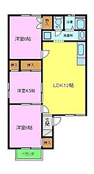 シャトードイワネ12号棟 1階3LDKの間取り