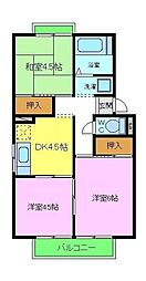 グリーンヒルＣ 2階3DKの間取り