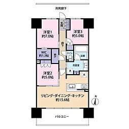 ヴェリテ金剛ルネクロスサイト 14階3LDKの間取り
