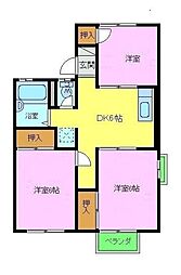 シャトードイワネ10号館 2階3DKの間取り