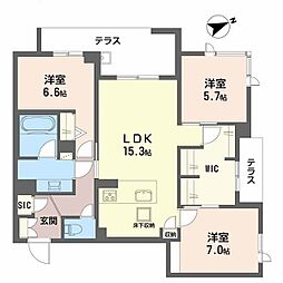 アルテーヌ浜寺元町 B棟 3LDKの間取図画像