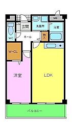 メルベーユフジワラ2 1LDKの間取図画像