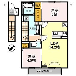 ホヌ・ルポC棟 2LDKの間取図画像
