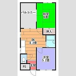 J.Oマンション 2DKの間取図画像
