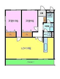 メゾン大美野 2LDKの間取図画像