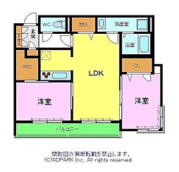 シャーメゾンエスト 2LDKの間取図画像