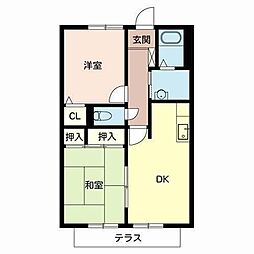 グレイスコートA 2DKの間取図画像