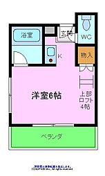 アプティ2番館 ワンルームの間取図画像
