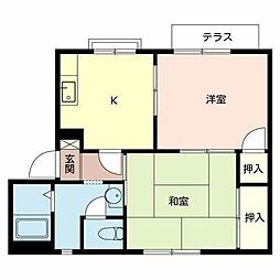 ハイツ鴨谷台A棟 2Kの間取図画像