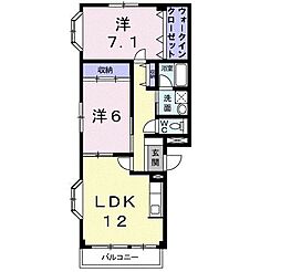 ソレアード・ニシキ 2LDKの間取図画像