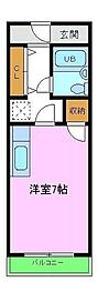 キューデンス21A棟 1Kの間取図画像