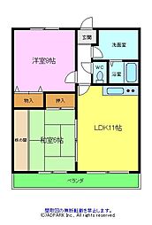 ハイツトビ 2LDKの間取図画像
