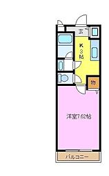 フジパレスアサヒ 1Kの間取図画像