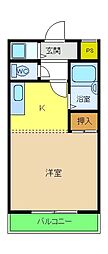 レジデンス川原 1Kの間取図画像