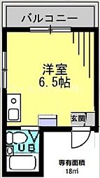 喜志マンション ワンルームの間取図画像