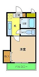 ラフォーレ中之町 1Kの間取図画像