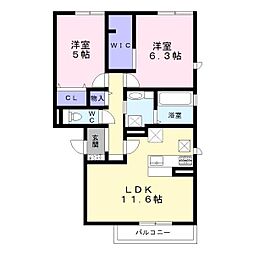ファミールA 2LDKの間取図画像
