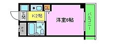ベルネージュ峯尾 1Kの間取図画像