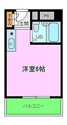 パセオ梅北 ワンルームの間取図画像