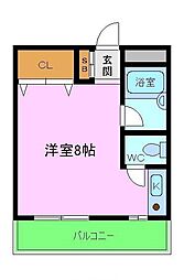 アルモカーサMOZU ワンルームの間取図画像