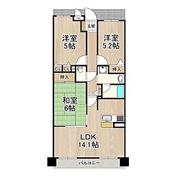ソルプラーサ堺1番館 3LDKの間取図画像