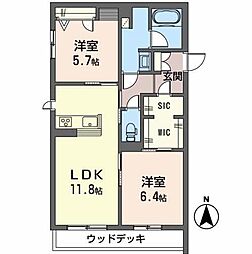 Route1 2LDKの間取図画像