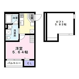 AKレジデンス 1Kの間取図画像
