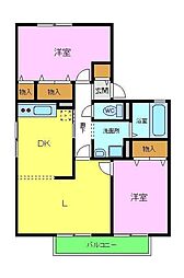 エセルディハイツA棟 2LDKの間取図画像