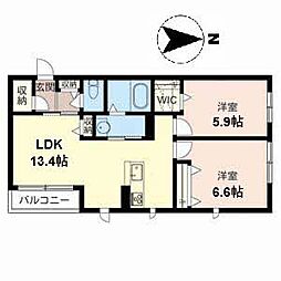 ソレイユ 2LDKの間取図画像