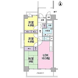 プロムナード住吉 3LDKの間取図画像