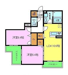 シャーメゾンNonno 1SLDKの間取図画像