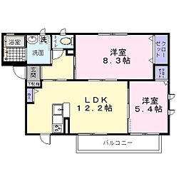 シャーメゾン天美 2LDKの間取図画像
