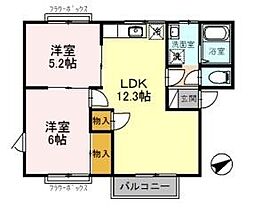 ロイヤルヘルツ 2LDKの間取図画像