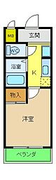 アントワープなかもず 1Kの間取図画像
