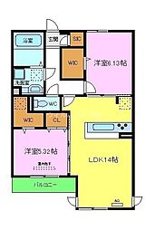 セントラルポーB 2LDKの間取図画像