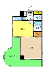 レジデンス川原 1DKの間取図画像