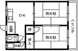 大栄マンション 2DKの間取図画像