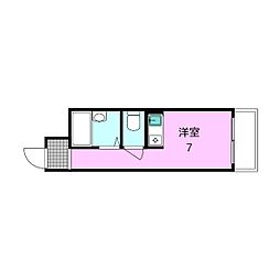 川口ハイツ ワンルームの間取図画像