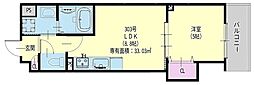 クリエオーレ新堂I 1LDKの間取図画像