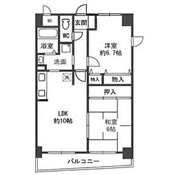 七道駅前マンション 2LDKの間取図画像